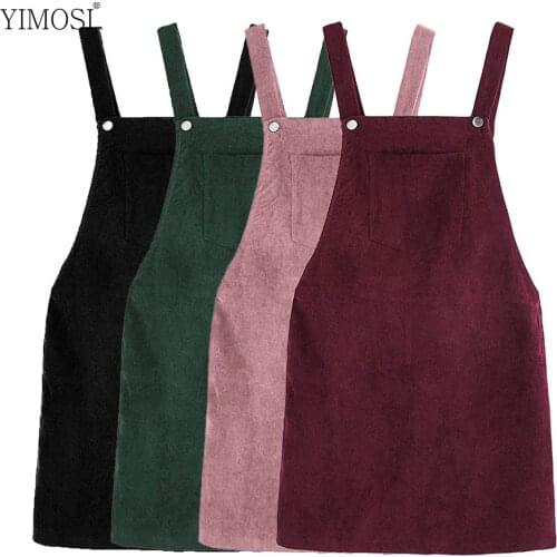2020 Summer Autumn Retro Corduroy Dress Casual Sleeveless Pocket Mini Party Dresses Korean Female Suspender Sundress Vestidos