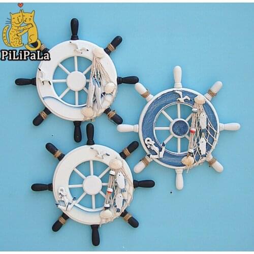 23cm Nordic Nautical Wood Starfish Hung Decoration Fish Hang Adorn Crafts Fish Decorated Marine Pendant DIY Kid Room