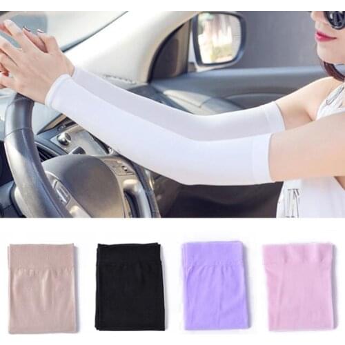 1 Pair Unisex Long-Sleeved Solid Color Arm Sleeves Women Summer Sun Uv Protection Sleeve Men Outdoor Driving Arm Cover
