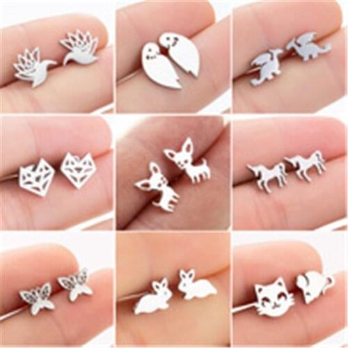 Hfarich Punk Style Creative Stainless steel Heart-shaped Studs Earrings for Women Kid All kinds of exquisite jewelry earrings