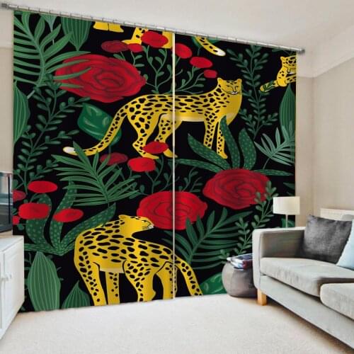 High Quality Blackout Curtain Printing Tiger Curtains For Living Room Bedroom Window Treatment Plant Flower Drapes