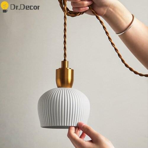 Modern Gold Ceramics Pendant Lights Lighting Nordic Dining Room LED Pendant Lamp Living Room Home Indoor Decoration Hanging Lamp