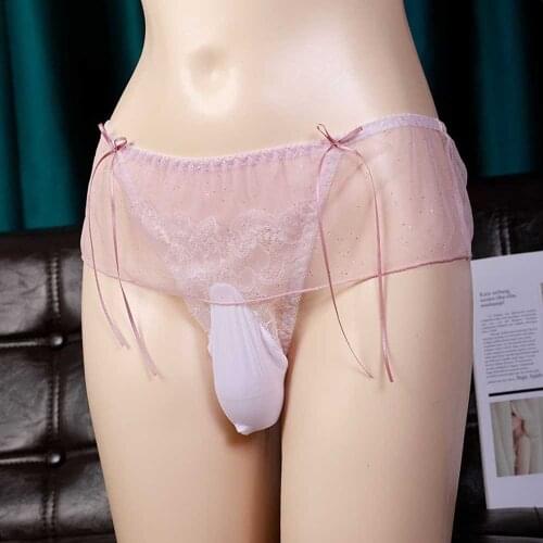 Gay Mens Thong Sexy Sissy Lingerie For Men Panties Underwear Exotic G-string Ruffle Lace Briefs Bulge Pouch Panties Jockstraps
