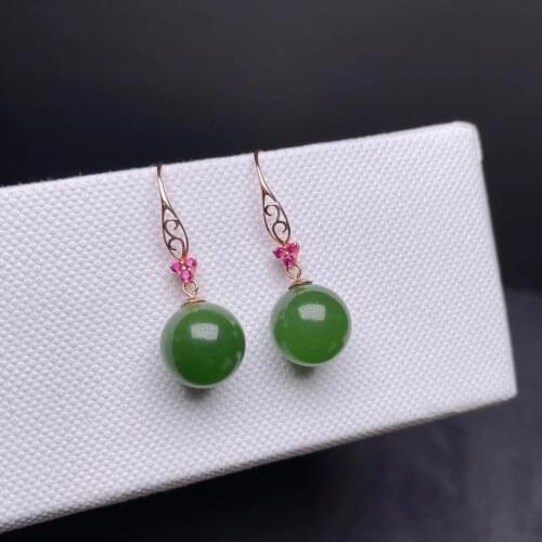 SHILOVEM 18k yellow gold Natural Jasper drop earring classic fine Jewelry women wedding women gift 10*10mm myme101066892by