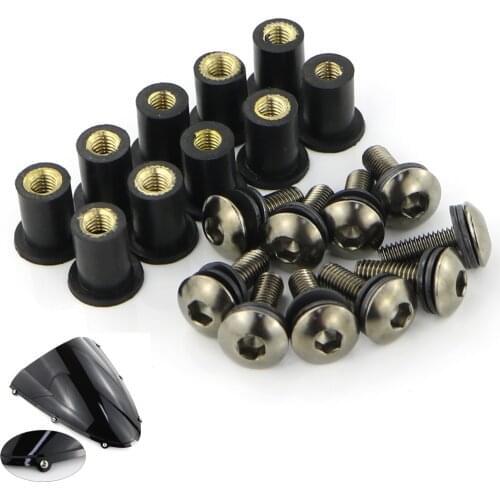 Fit For Honda Suzuki Yamaha Kawasaki 10 Pcs M5*16 Motorcycle Windscreen Bolts Kits Windshield Deflectors Screws Steel