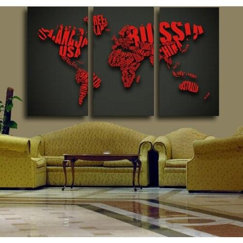 3 PCS Large HD Wall Paintings Wedding Picture Words Map Decorative Canvas Painting Prints On Canvas For BedRoom