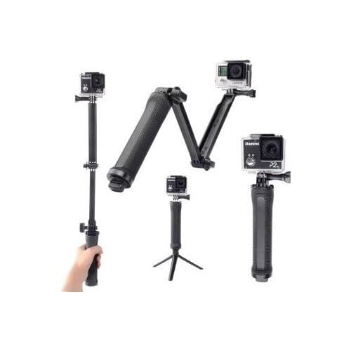 3-Way Selfie Stick Grip Monopod For Gopro Hero 5 6 4 Session SJ4000 Xiaomi Yi 4K Camera Go Pro Selfie Stick with Tripod Kits