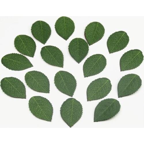 500 pieces Cheap High Quality Green Artificial Silk Leaf flowers Fake Plastic Leaves For Bouquet Garland Wedding decoration