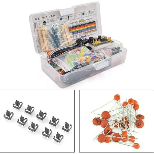 Artudatech Electronics Component Basic Starter Kit w/830 Tie-Points Breadboard Resistor