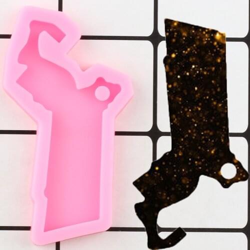 Shiny Massachusetts USA Map Silicone Mold DIY Epoxy Resin Molds Jewelry Keychain Decoration Craft Mould Pendant Charms Moulds