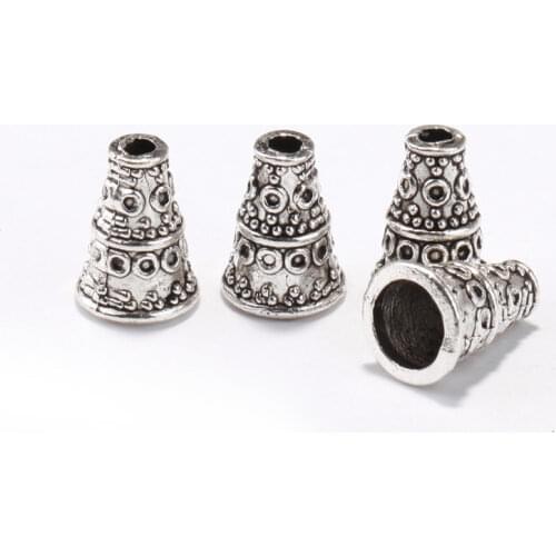 50pc Nickel Free Retro Silver Tone Horn Shape Loose Spacer Beads Wholesale For Jewelry Making Bracelet Necklace DIY Needlework