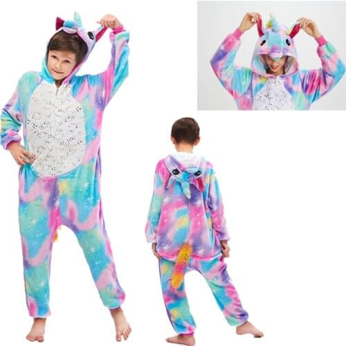 Unicorn Kigurumi Totoro Animel Cartoon Pajamas Boys Girls Winter Funny Sleepwear Homewear Pijama Unicornio