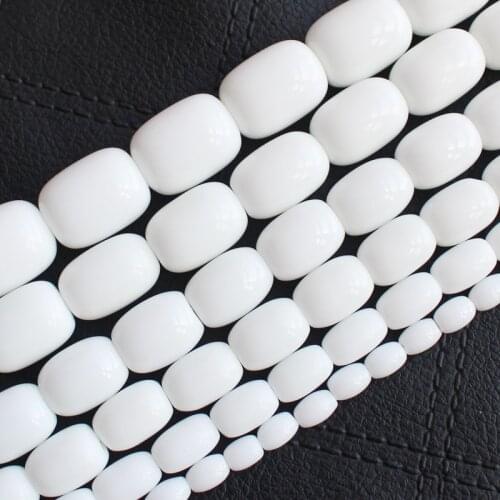 Smooth White porcelain Agates Drum shape beads 15inch per strand