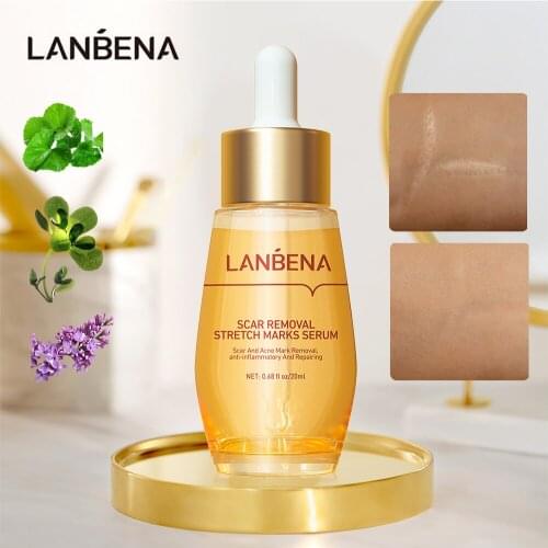 LANBENA Scar Remove Stretch Marks Serum Acne Treatment Cream Minimize Pores Pockmark Stretch Marks Smooths Skin Repair Whitening