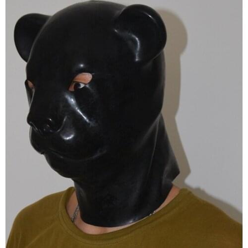 LH5)Fetish Latex natural full head latex leopard cat pig dog head slave mask rubber hood SM suffocate Mask fetish wear