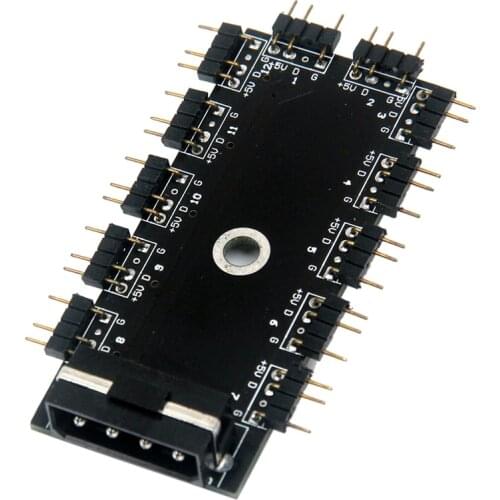 Motherboard AURA 5V 3Pin RGB Interface Synchronization RGB Hub, 10 Channel 5V RGB LED Distributor Hub IDE Power Supply