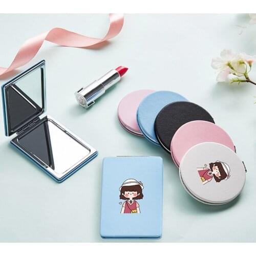 Cute Cartoon Makeup Mirror with 2 Side for Girl Cute Portable travel Folding Magnifying Compact Cosmetic Vanity Pocket Mirror
