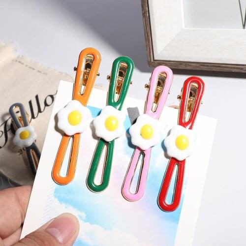New 8x2cm Simple Hairpin Poached Egg Cute Girl Bow-knot Liu Seaside Broken Hair Clip Hair Accessories