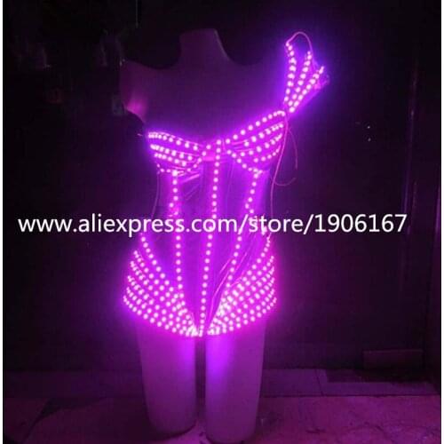 New Design Colorful Led Light Up Women Sexy Evening Dress Costume Can Change 7 Colors Luminous Growing Sexy Clothing For Party