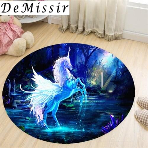 23 Kinds DeMissir 3D Unicorn Living Room Round Carpet Large Size For Bedroom Children Play Toy Kids Room Rugs tapete para sala