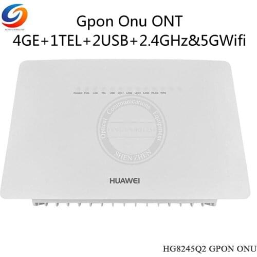 4PCS Hua Wei HG8245Q2 Fiber Optic Router Gpon Onu ONT FTTH 4GE+1TEL+2USB+2.4GHz&5GWifi Dual-band Function as HS8546V HS8546V2