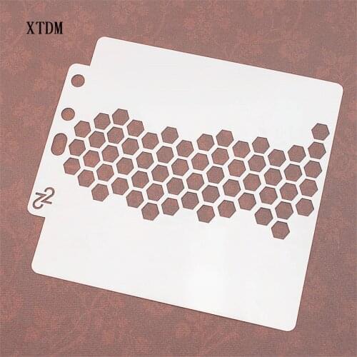 Pentagon plastic mold shield DIY cake scrapbook stencils hollow Embellishments printing lace ruler Valentines Day