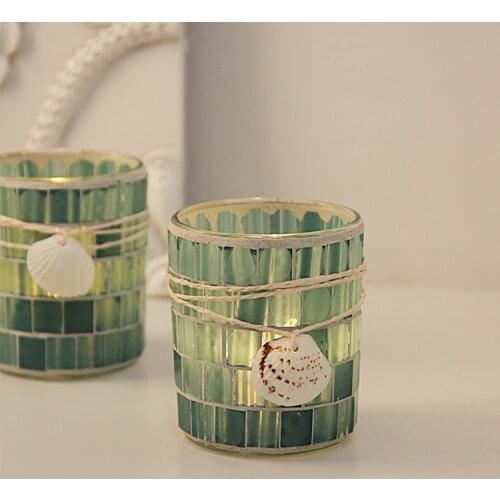 Mediterranean style shell glass mosaic candle holder romantic candlelight dinner candle holder home decoration accessories
