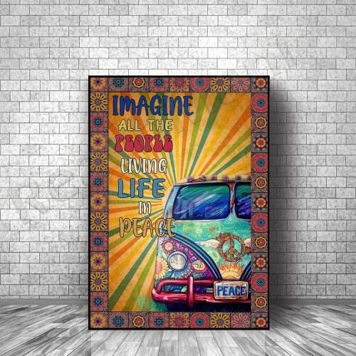 Imagine all the people living life in peace poster / hippie / hippie poster / camping car poster
