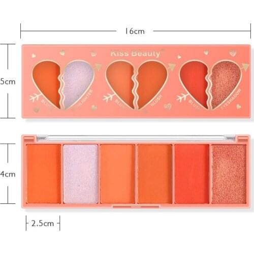Blush Red Plate Shows White and Orange Nude Makeup Highlight Eye Shadow Six Color Rouge