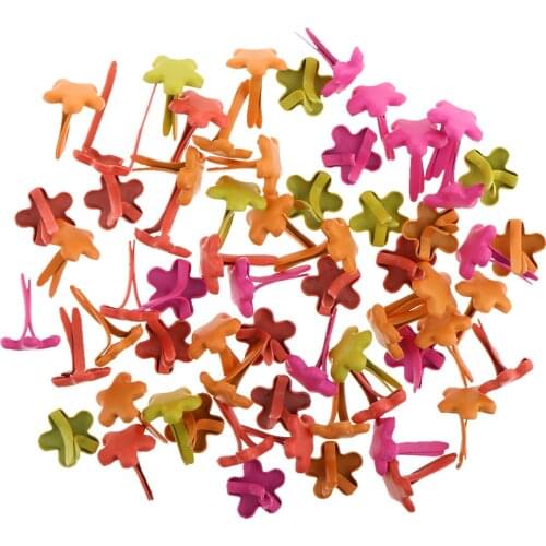 100 Pieces 7.5mm Multi-color Flower Metal Brads for Scrapbooking Card Making DIY Craft