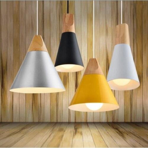 Nordic Simple Aluminum Wood Art Droplight Modern LED Pendant Light Fixtures For Living Dining Room Hanging Lamp Indoor Lighting