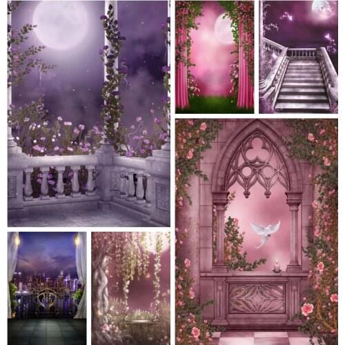 Fairytale Wonderland Porch Doorpost Night Moon Flowers Baby Portrait Photography Backgrounds Photography Backdrops For Photozone