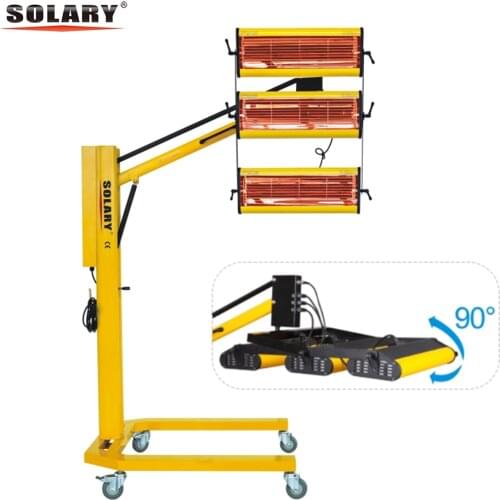 Solary Infrared Paint Curing Lamp Heating Light Short Wave Infrared Heater With wheel Car Body Paint Bodywork Repair 3KW 3x1050W