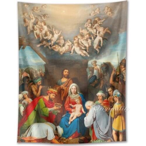 Holy Christian Virgin Mary Jesus Praying With Believers Wall Hanging For Room Art Decor