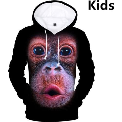 3 To 14 Years Kids Hoodies 3D Gorilla Tiger Lion Doge Crown Printed Hoodie Sweatshirt Boys Girl Long Sleeve Jacket Child Clothes