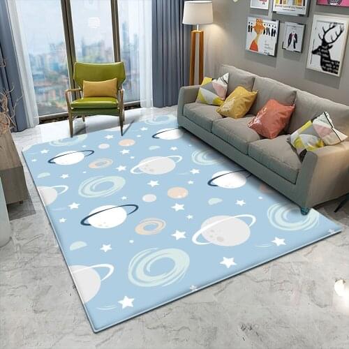 Alfombra Cosmic Planet Pattern Comfortable Rectangle Carpet Non-Slip Children Flannel Carpet Children Baby Carpet Baby Play Mat