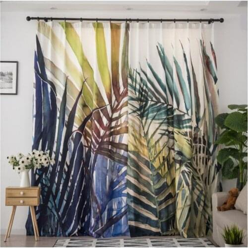3d curtains Customized curtains American simple modern pastoral leaves curtains living room literary study