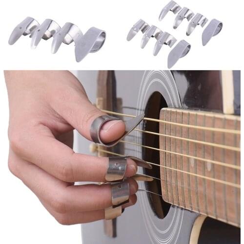 1 Thumb with 3 Finger Metal Nail Picks Open Design Guitar Plectrums Sheath for Banjo Ukulele Acoustic Electric Bass Guitar