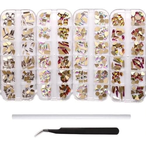 1 Set Multi-shape Flat Back Multi-size Glass Crystal/AB/Rainbow Rhinestone Nail Art Craft Crystal 3D Decor Flat Back Rhinestone
