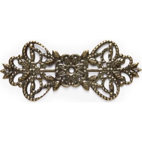 10/30 Piece Bronze Tone Filigree Flower Wraps Connnector Embellishments Findings Jewelry Making DIY 74x31mm