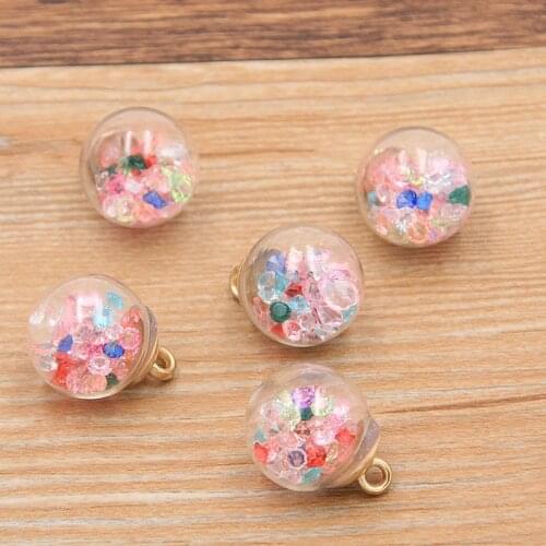10pcs 16mm Transparent Glass Ball Bead Charm Shiny Pendant With Box For Bracelet Necklace Jewelry Making DIY Earring Finding