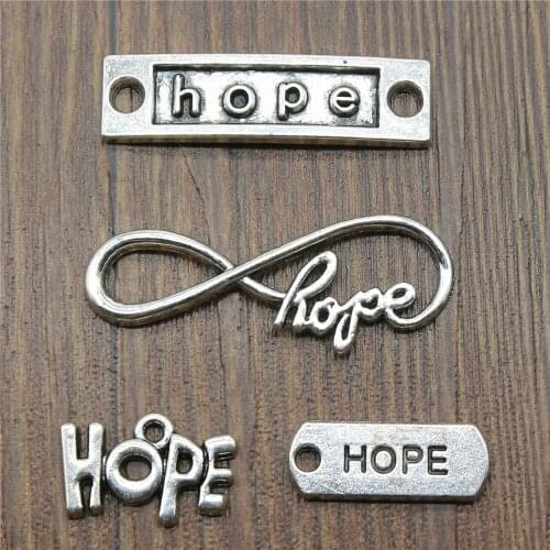 10pcs Hope Charms Antique Silver Color Hope Pendant Charms Hope Infinity Charms Connector For Jewelry Making DIY Craft