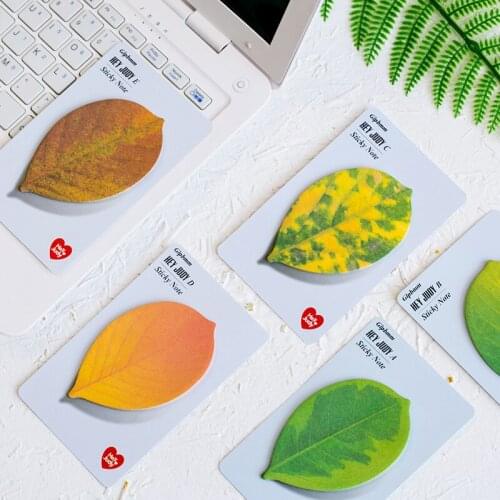 5 Pcs/set Cute Leaf Series Sticky Note Leaves Shape Memo Pad Stationery Office School Supplies Notepad Label