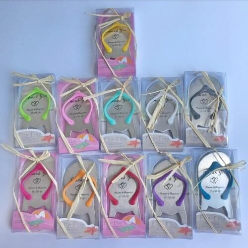 50pcs/Lot)FREE SHIPPING+Customized Flip-flop Bottle Opener Beach Themed Wedding Favors Personalized Special Gift For Guest