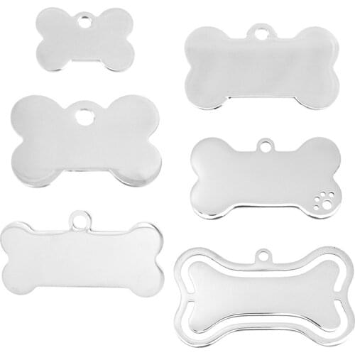 Puppy pet tags small Dog bone collar Pendant Stainless steel both sides mirror polished high quality wholesale price 50pcs