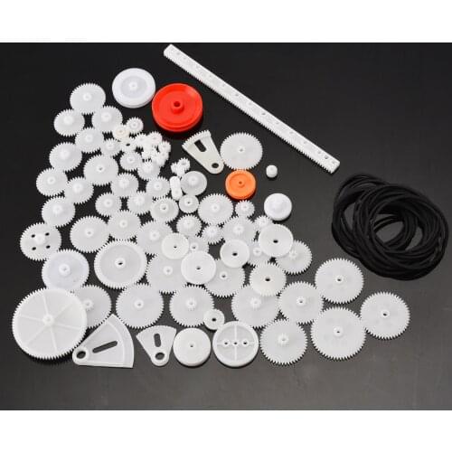 81PCS DIY Plastic Gear Bag Cog Wheel Assorted Kit For Toy Car Motor Shaft Model Crafts Making Gear Rack With Belt Rubber Band