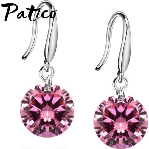Promotions!! Good Quality 925 Sterling Silver 10MM Shining Crystal Woman Girl Candy Hook Dangle Earrings Gifts Colors