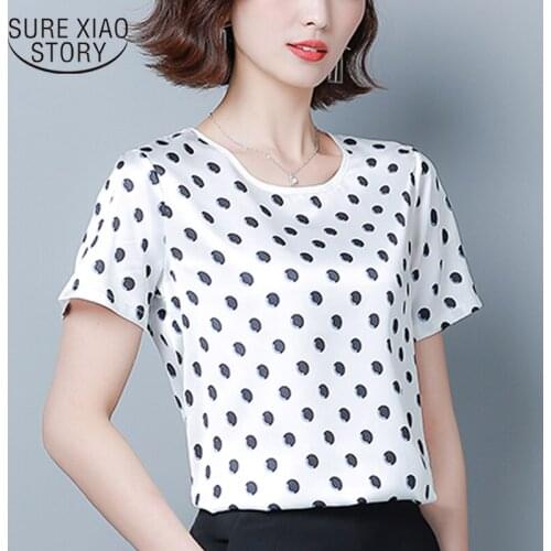 Womens tops and blouses womens Summer blouses2019 4xl plus size tops Short Sleeve Women shirts Print Dot chiffon Blouse 4543 50