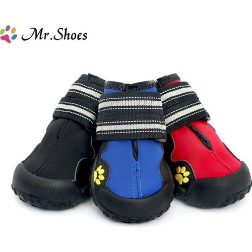 Mr.shoes High Quality Sport Outdoor Dog Shoes Winter Warm Waterproof Dog Boots Anti-slip Snow Pet Boots for Medium Large Dog