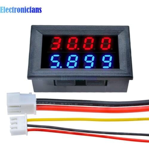 0.28 Inch Digital DC Voltmeter Ammeter 4 Bit 5 Wires DC 200V 10A Voltage Current Meter Power Supply Red Blue LED Dual Display